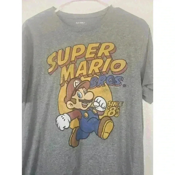Old Navy Gray SuperMario Graphic Tee Short Sleeve Crew Neck Medium - Picture 2 of 5